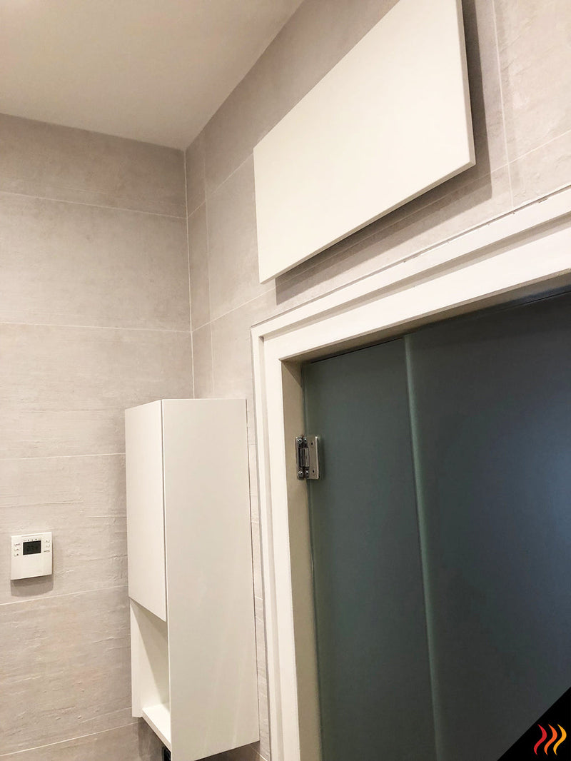 Radiateur électrique compact mural pose hauteur proche plafond