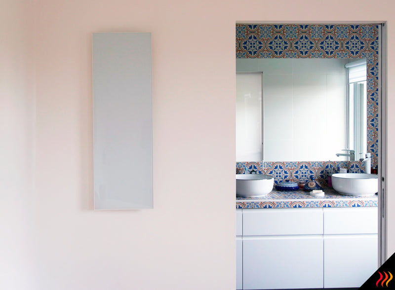 radiateur extra plat blanc en verre teinté