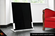 radiateur en verre teinté design noir sur pieds support optionnels