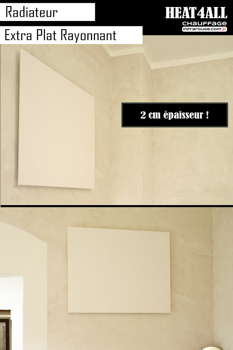 Radiateur électrique rayonnant Extra Plat Blanc 780W – Horizontal 100 cm x 80 cm x 2 cm – CI-BLANC-010 (best seller)