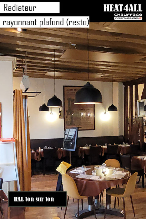 chauffage infrarouge pose plafond par filins pour restaurant paris