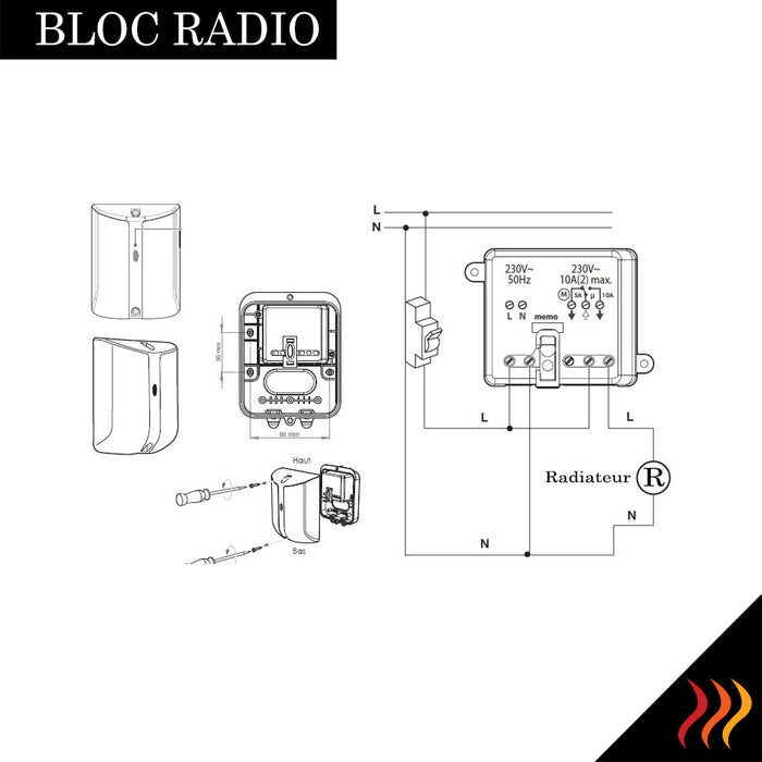 Bloc radio sans fil pour pilotage radiateur