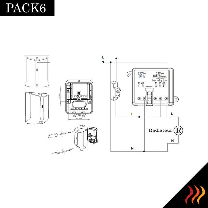 Pack Pilotage n° 6 : Bloc radio piloté par thermostat sans fil analogique - CI-PACK6